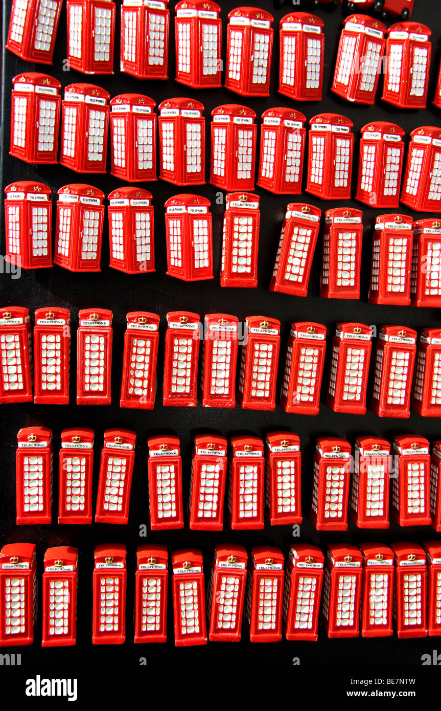 Red post-box fridge magnets, Notting Hill, London Borough of Kensington and Chelsea, Greater London, England, United Kingdom Stock Photo