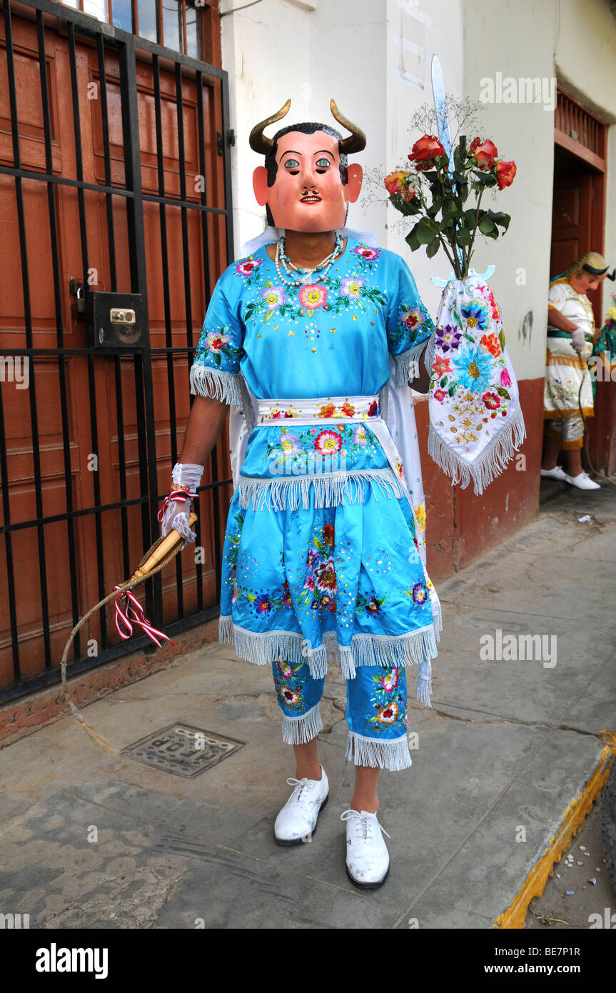 PERU, CAJABAMBA - SEPTEMBER 6: Peruvian folklore dance 'Los Diablos' Stock Photo