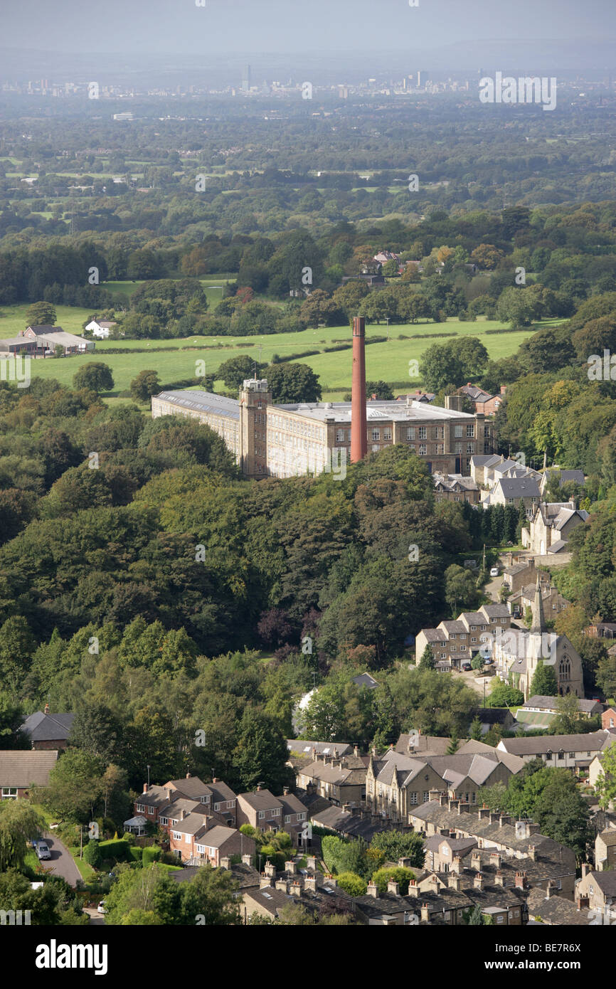 Town of Bollington, England. Elevated view of Bollington, with Clarence Mill in the foreground. Stock Photo