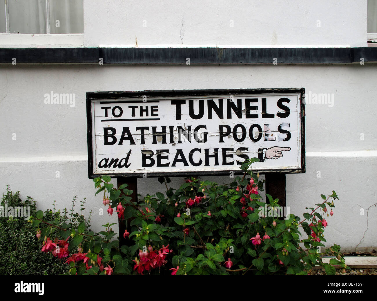 A Sign for the famous Tunnels Bathing Pools and Beaches in the North