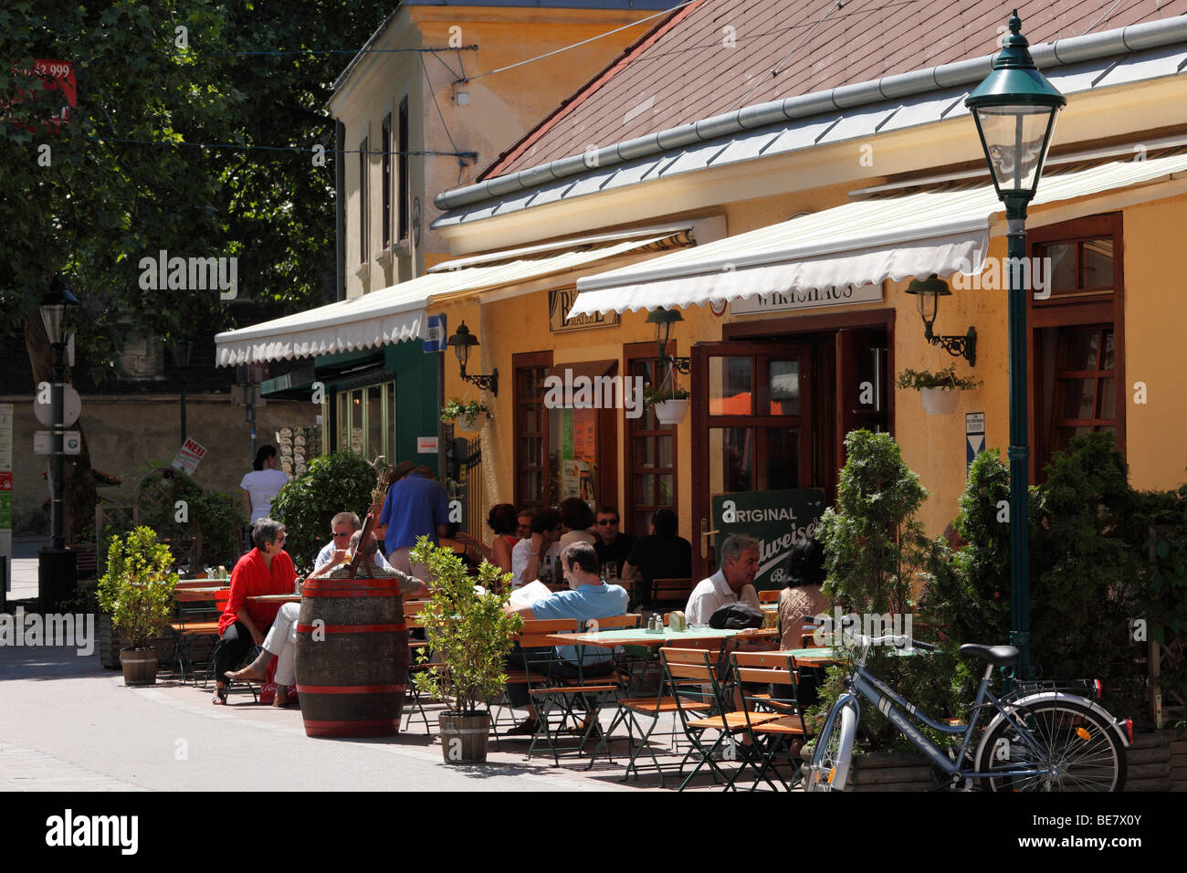 Restaurants in Kaiserin-Elisabeth-Street, Moedling, Vienna Woods, Lower Austria, Austria, Europe Stock Photo