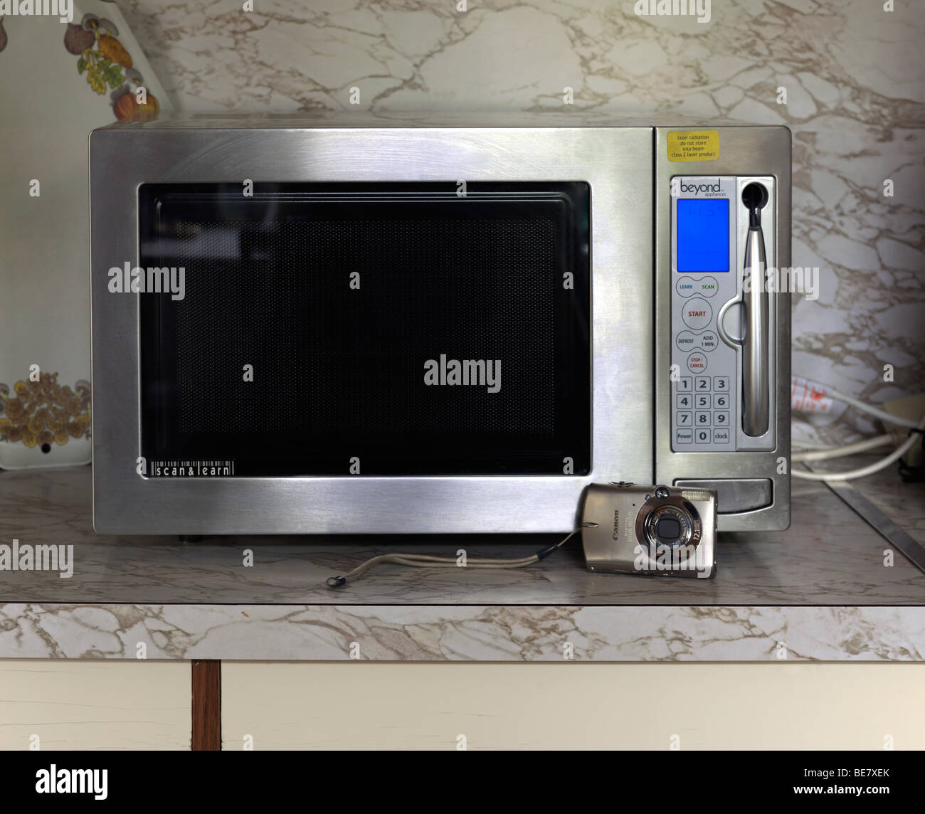 Beyond Smart Microwave with laser scanner which reads barcodes on