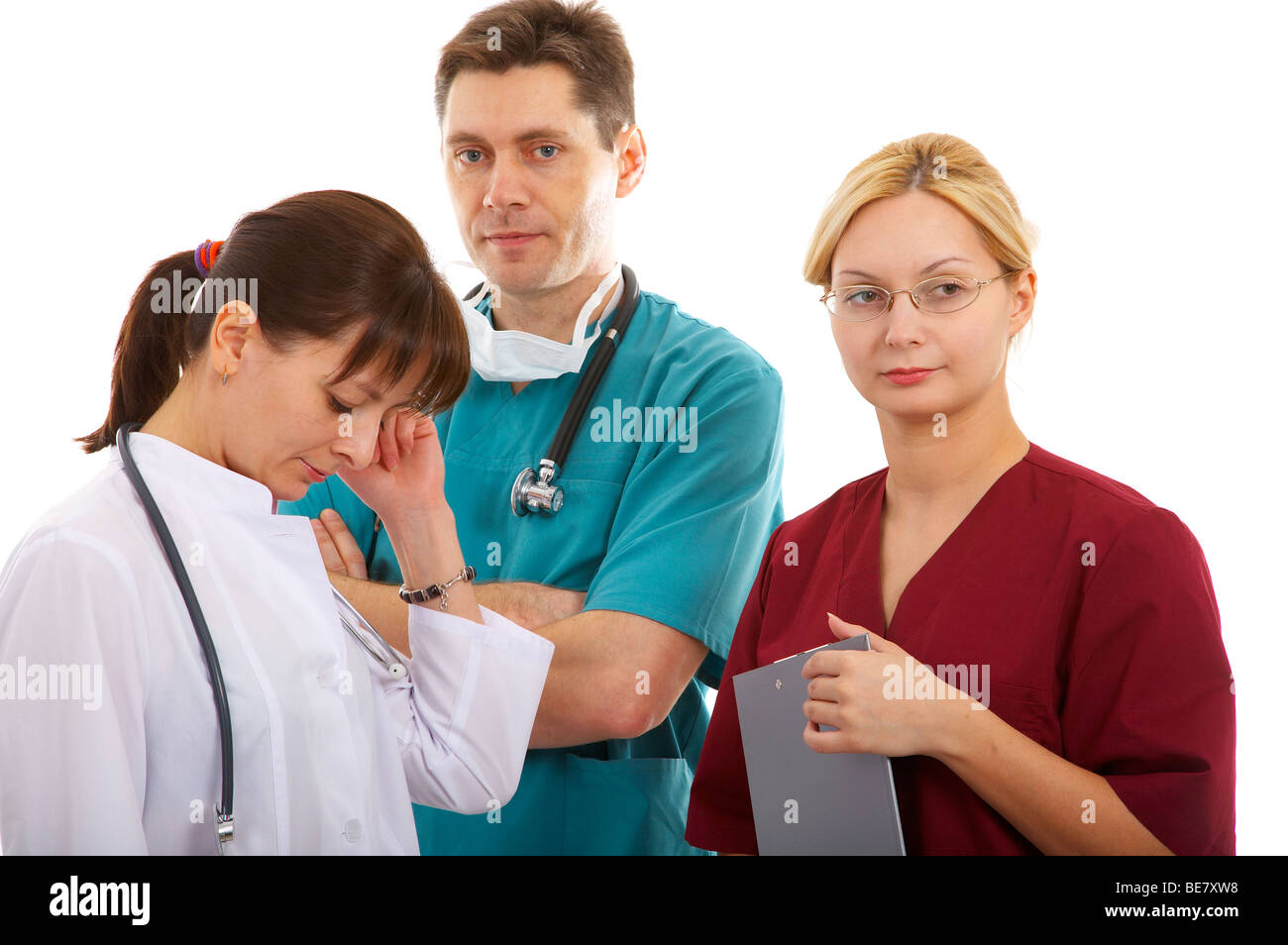 nurse male and female doctors with schedule list and accessories Stock nurse male and female doctors with schedule list and accessories Stock