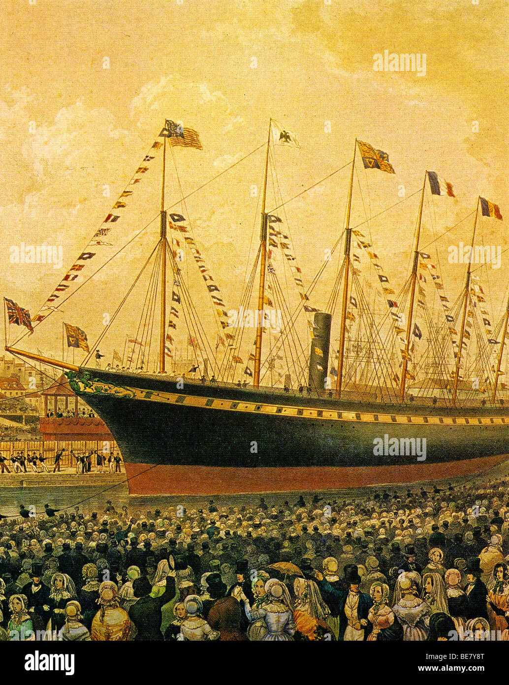 LAUNCH OF THE GREAT EASTERN at Bristol in 1843 Stock Photo