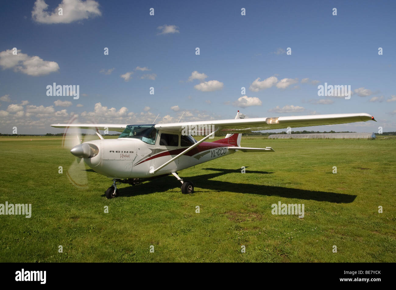 Small Cessna aircraft preparing for flight Stock Photo