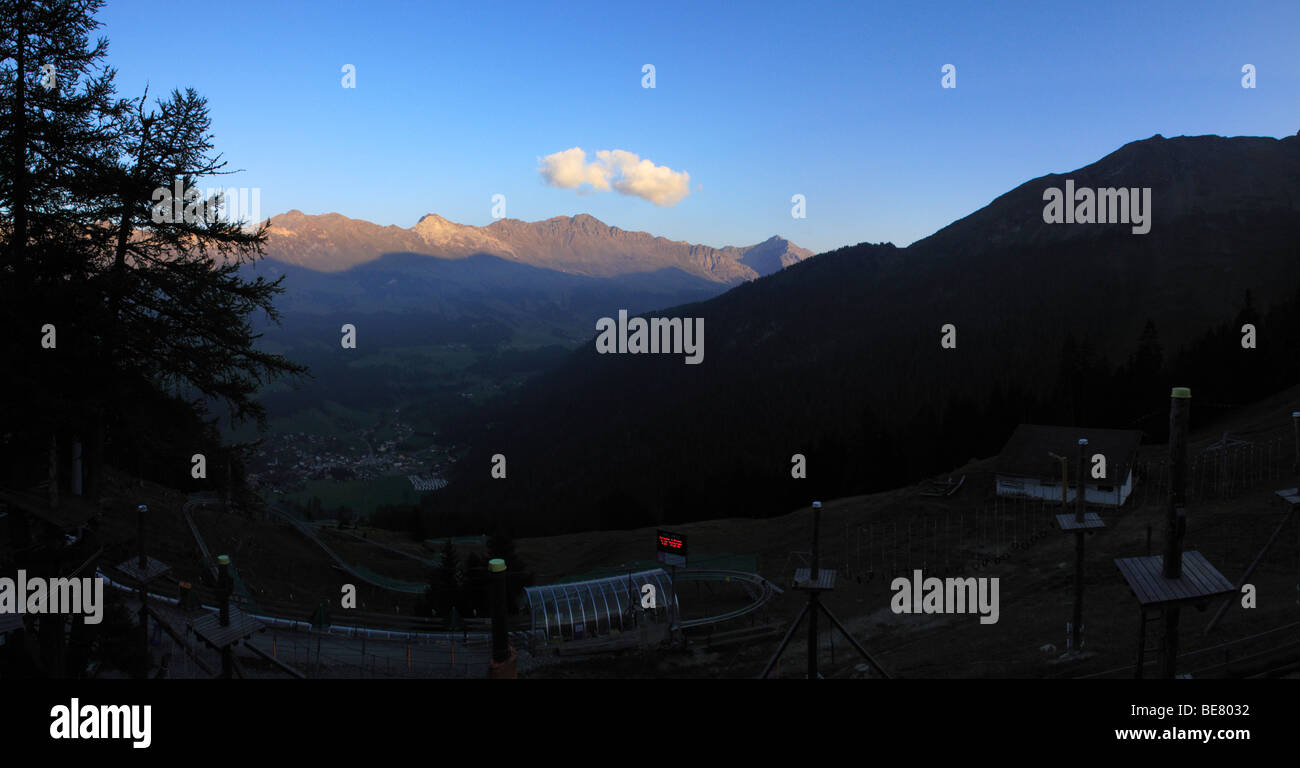 The longest toboggan run in the world during sunset over Churwalden