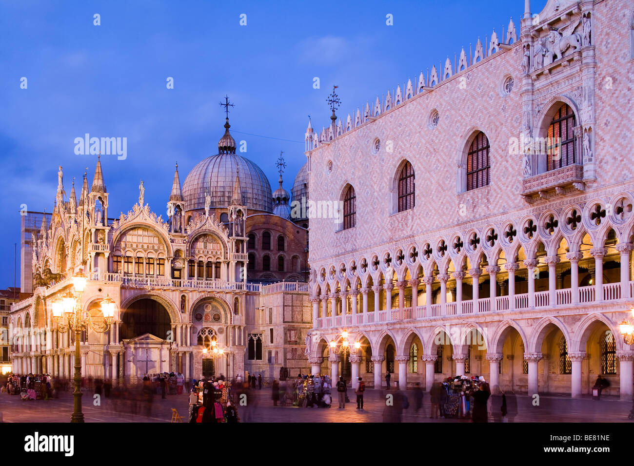St Mark's Square, Piazza San Marco, with Basilica San Marco and Doges Palace, Palazzo Ducale, Venice, Italy, Europe Stock Photo