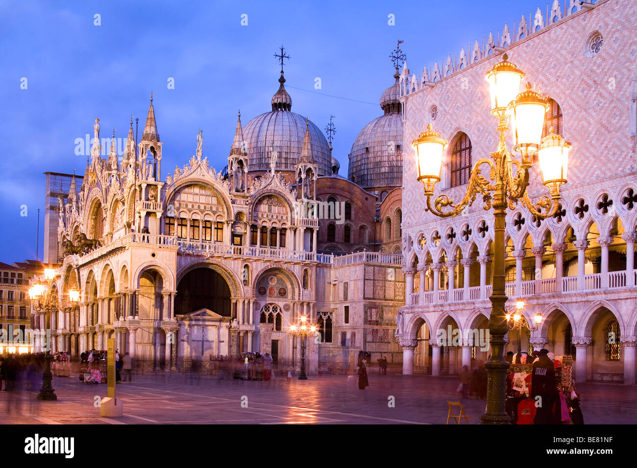 St Mark's Square, Piazza San Marco, with Basilica San Marco and Doges Palace, Palazzo Ducale, Venice, Italy, Europe Stock Photo