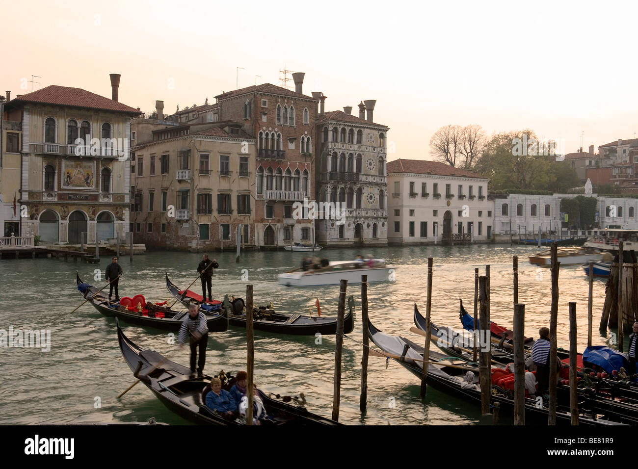 Canal Grande at sunset, Venice, Italy, Europe Stock Photo