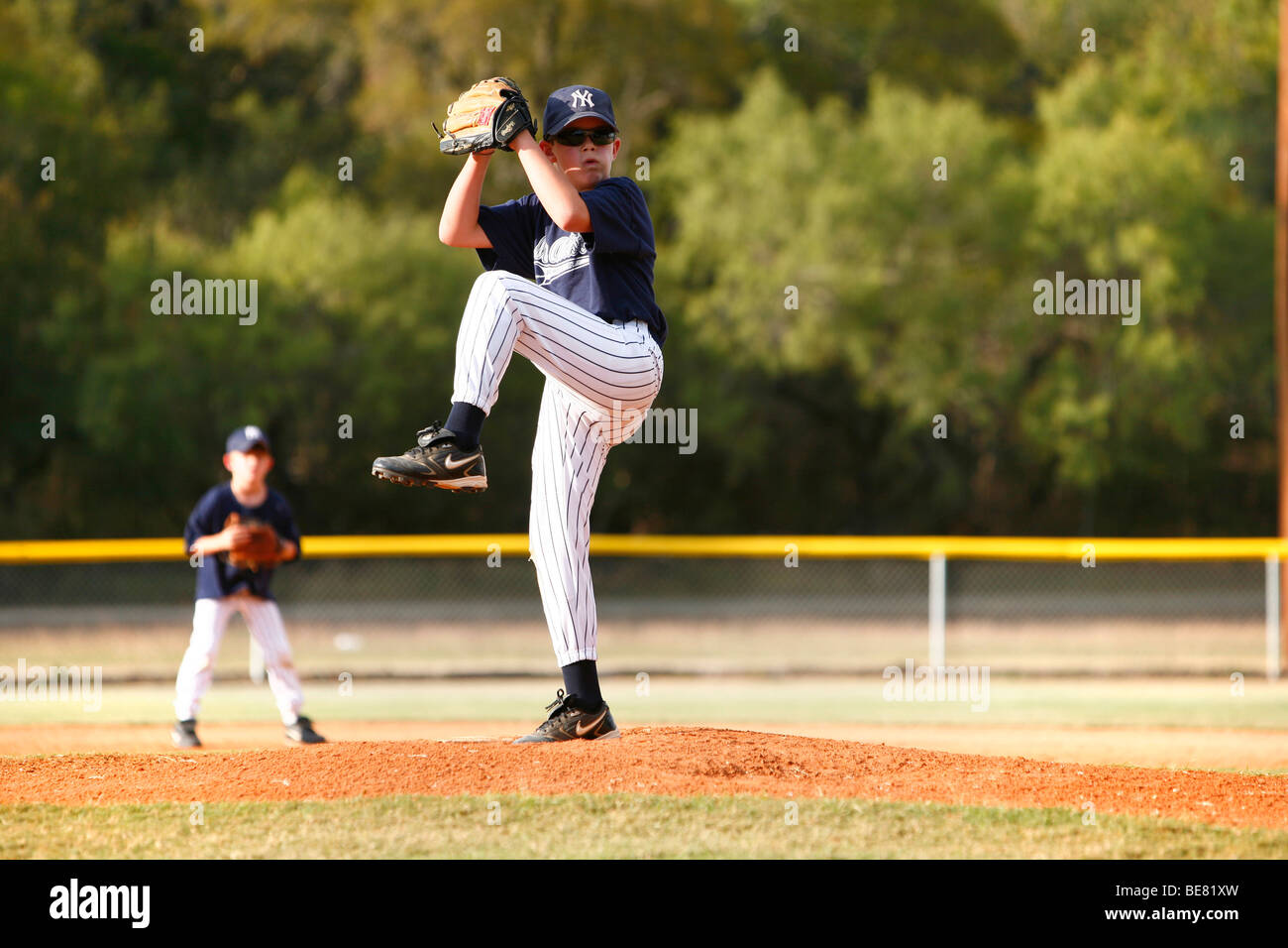Children playing Little League Baseball, San Antonio, Texas, USA, United States of America Stock