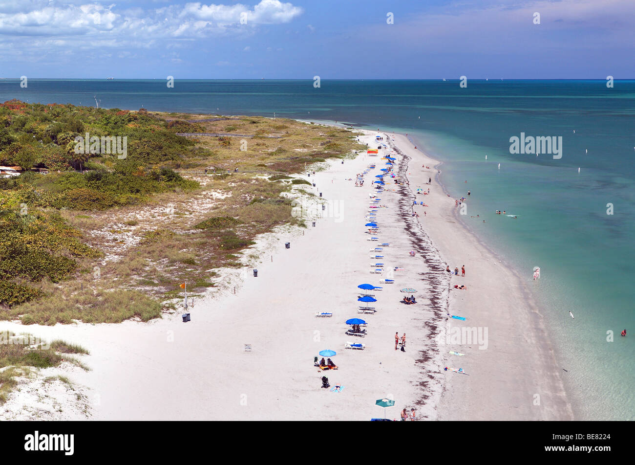 View at people at the beach at Bill Baggs State Park, Key Biscayne, Miami, Florida, USA Stock Photo
