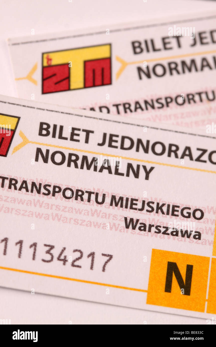 Warsaw Poland ZTM public transport network tickets for bus tram and metro use across the city summer 2009 Stock Photo