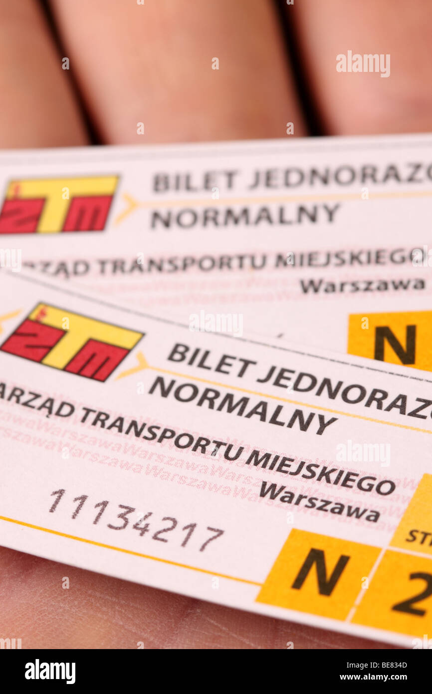 Warsaw Poland ZTM public transport network tickets for bus tram and metro use across the city summer 2009 Stock Photo