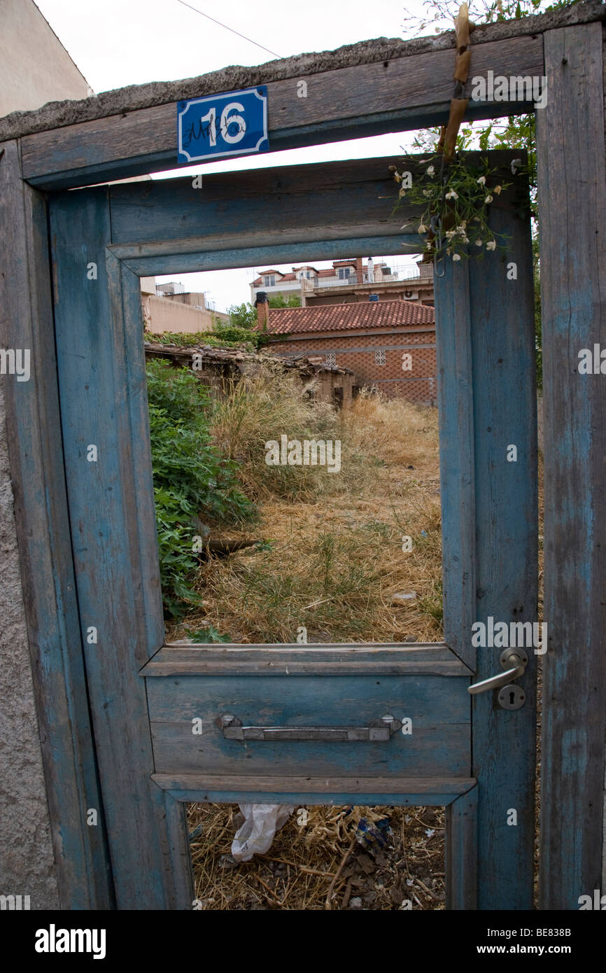 Itea Greece Old Door Peeling Paintwork Stock Photo
