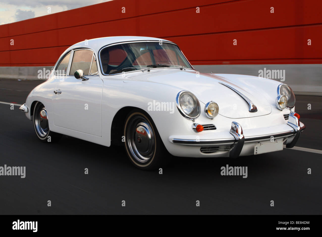 Classic 1964 Porsche 356C on the road at speed Stock Photo