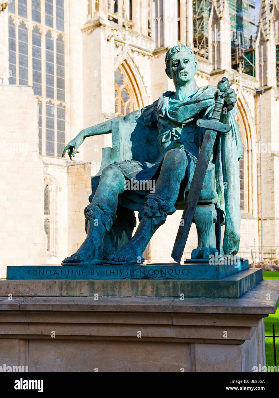 Statue of Emperor Constantine outside York Minster FOR EDITORIAL USE