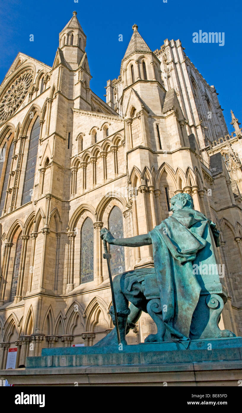 Statue of Emperor Constantine outside York Minster FOR EDITORIAL USE
