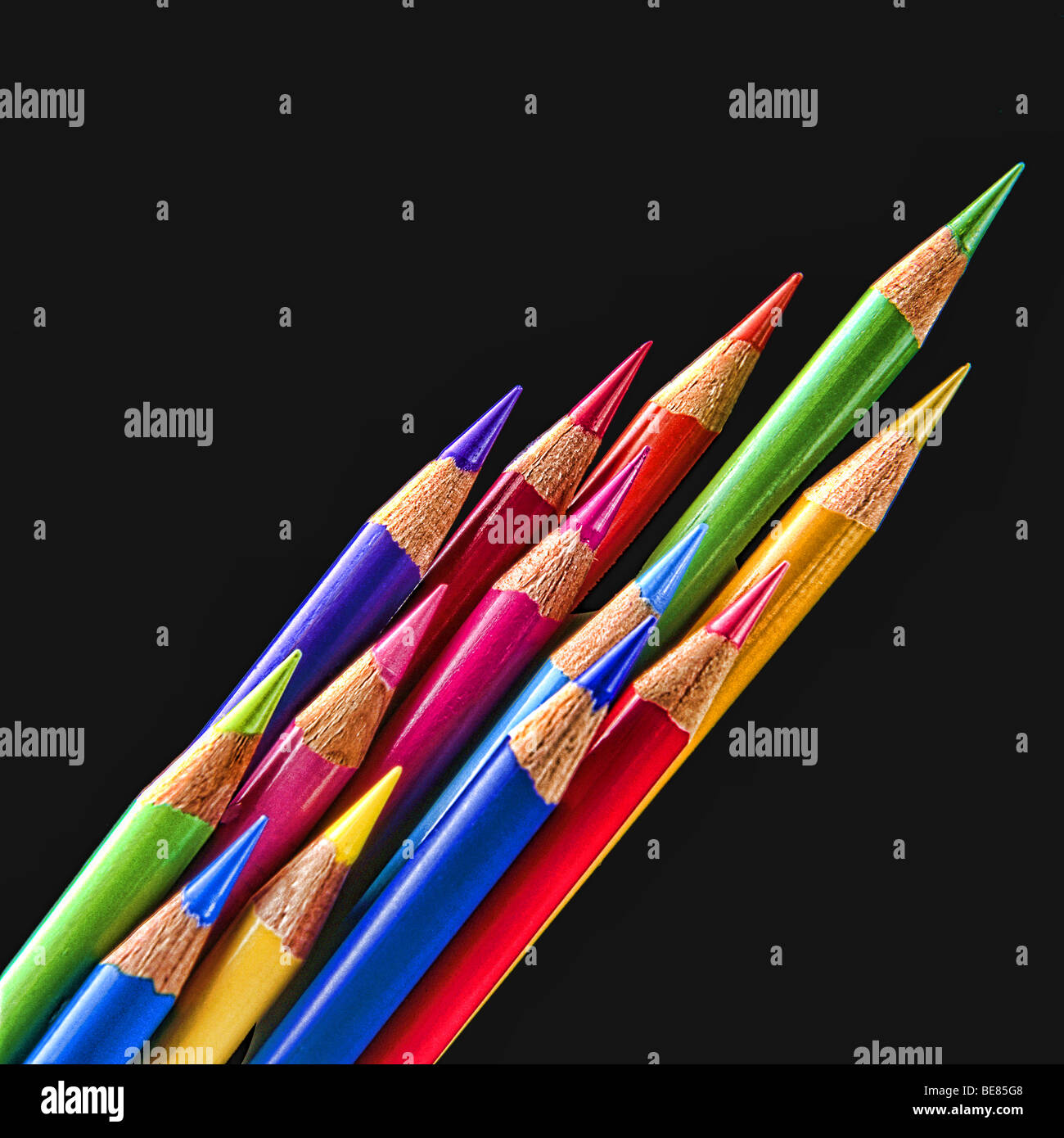 Close up abstract of colorful sharpened pencils with colors Stock Photo