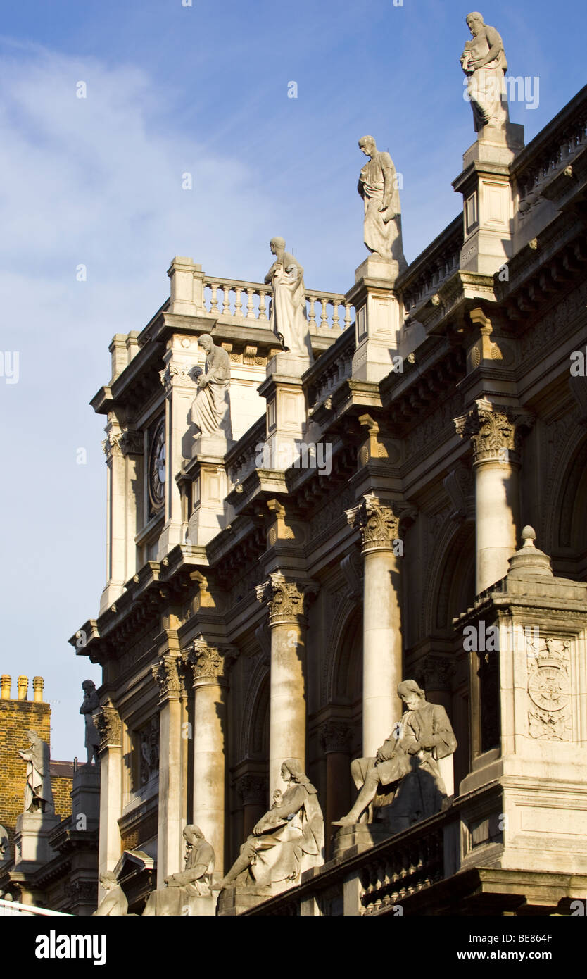Statues on the Old Museum of Mankind Building soon to be part of the Royal Academy London Stock Photo