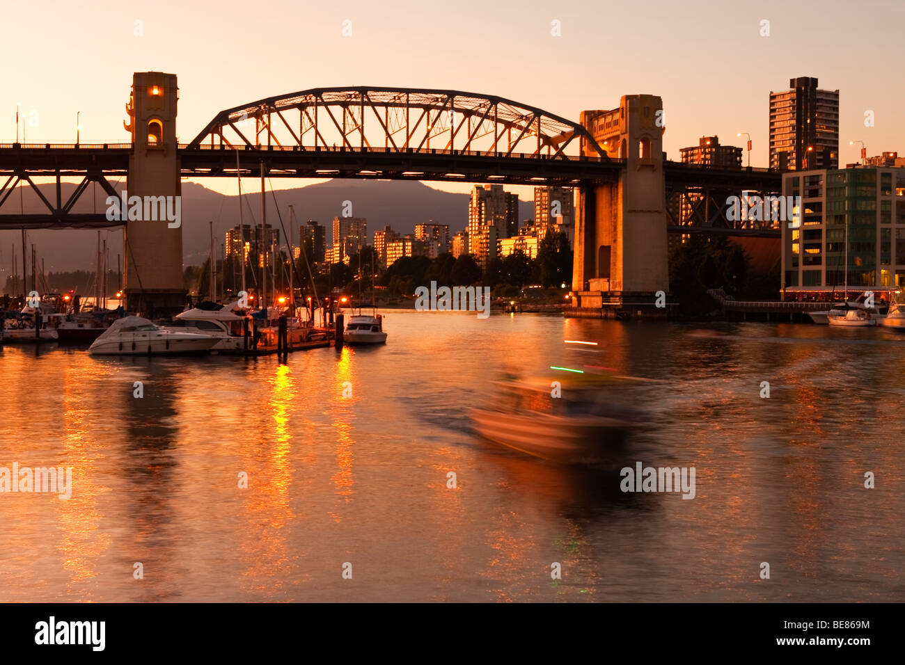 View of False Creek and Burrard Bridge, from Ganville Island, Vancouver ...