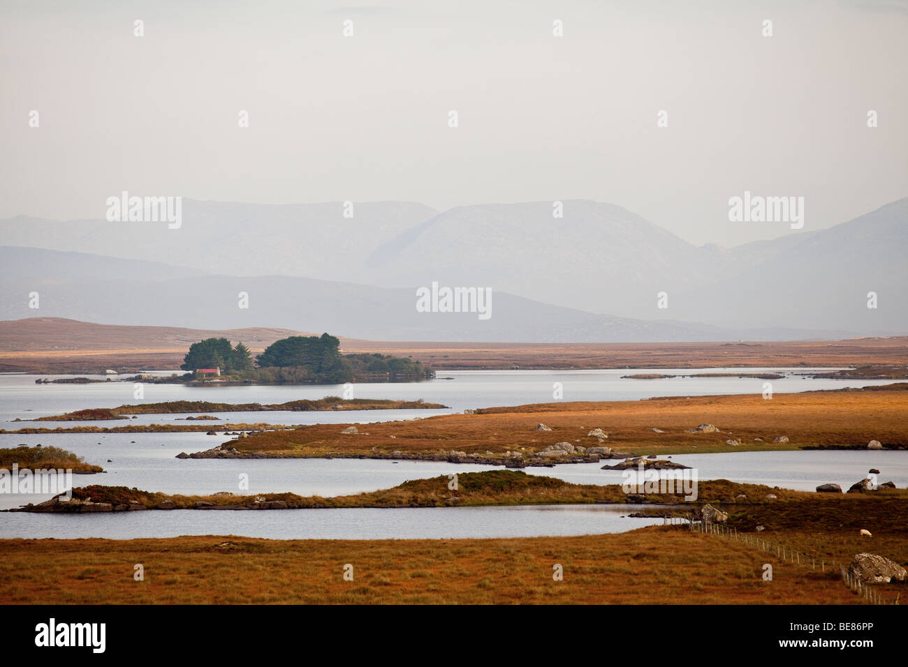 the scenery South of oughterard in the Connemara region of Galway Stock