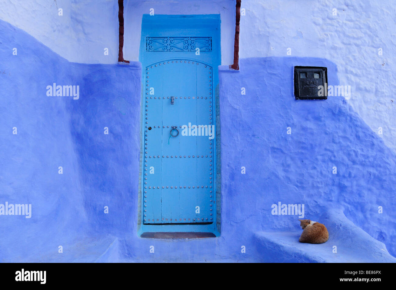 Blue door, Chefchaouen, Morocco, North Africa Stock Photo