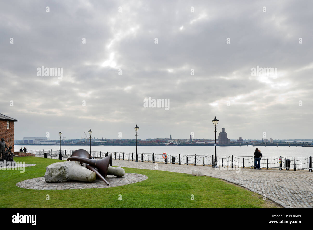 View across the River Mersey towards the Wirral peninsula from the Albert Dock, Liverpool, Merseyside, England Stock Photo