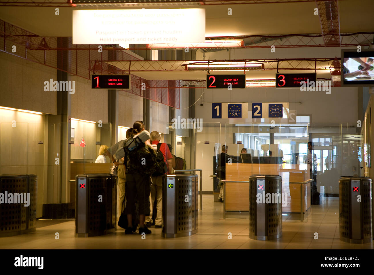 Check in, Ferry terminal, Hook of Holland, Holland Stock Photo Alamy