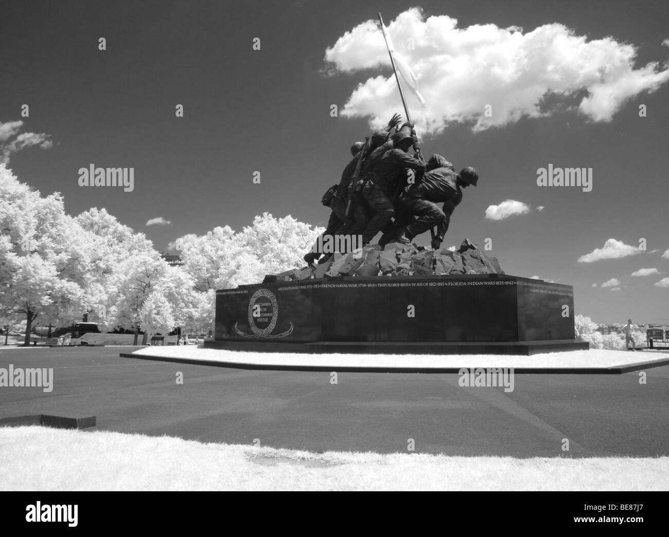 Infrared Black & White of Iwo Jima in Washington DC Stock Photo