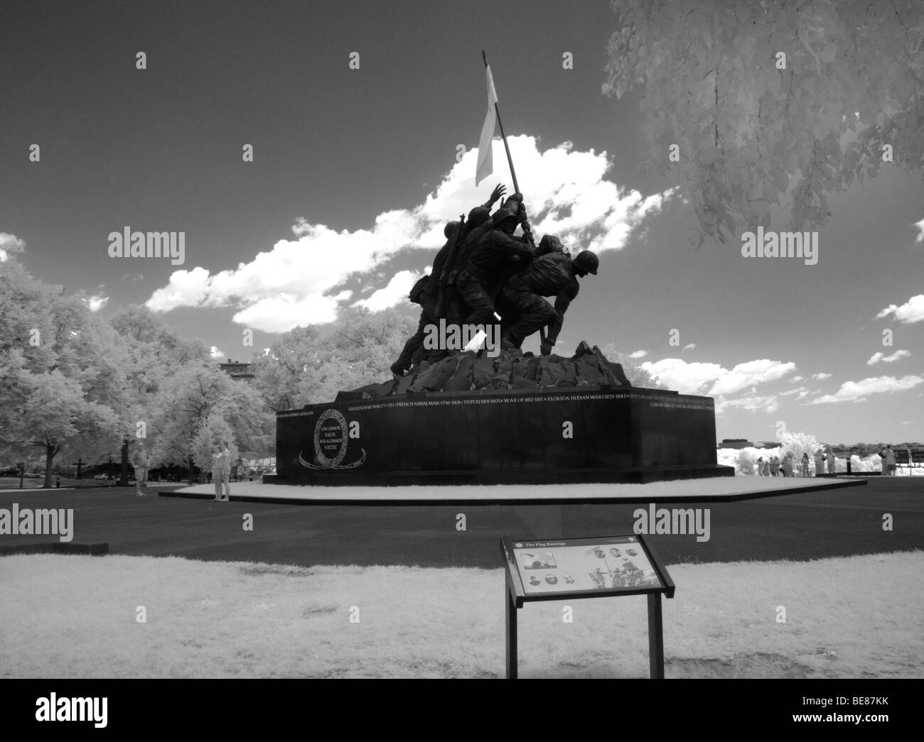 Infrared Black & White of Iwo Jima in Washington DC  Stock Photo
