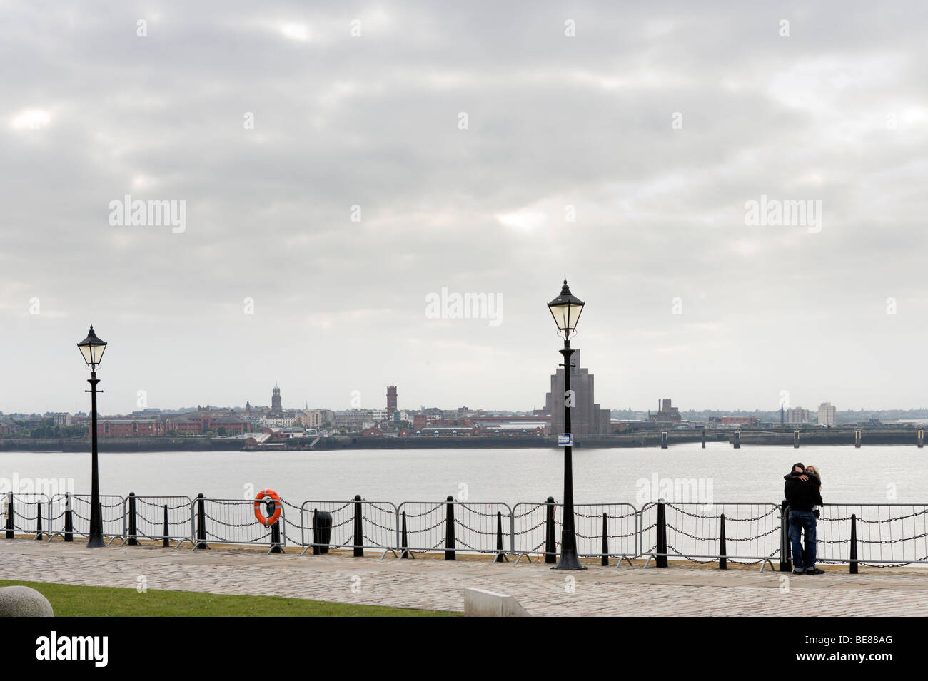 View across the River Mersey towards the Wirral peninsula from the Albert Dock, Liverpool, Merseyside, England Stock Photo