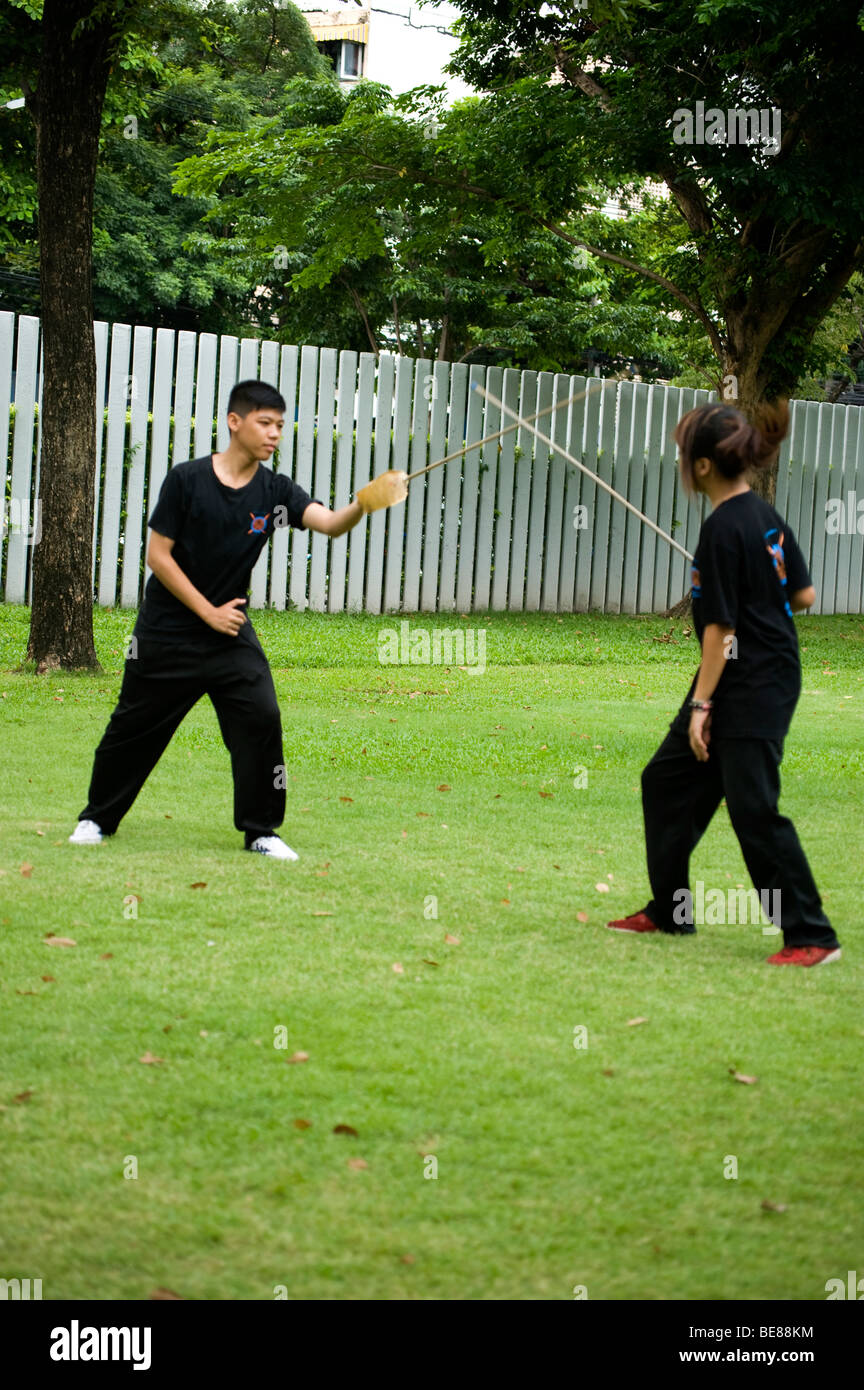 Stick fighting Thailand with participants practicing the ancient martial  art of Krabi Krabong stick fighting. Thailand S. E. Asia Stock Photo - Alamy