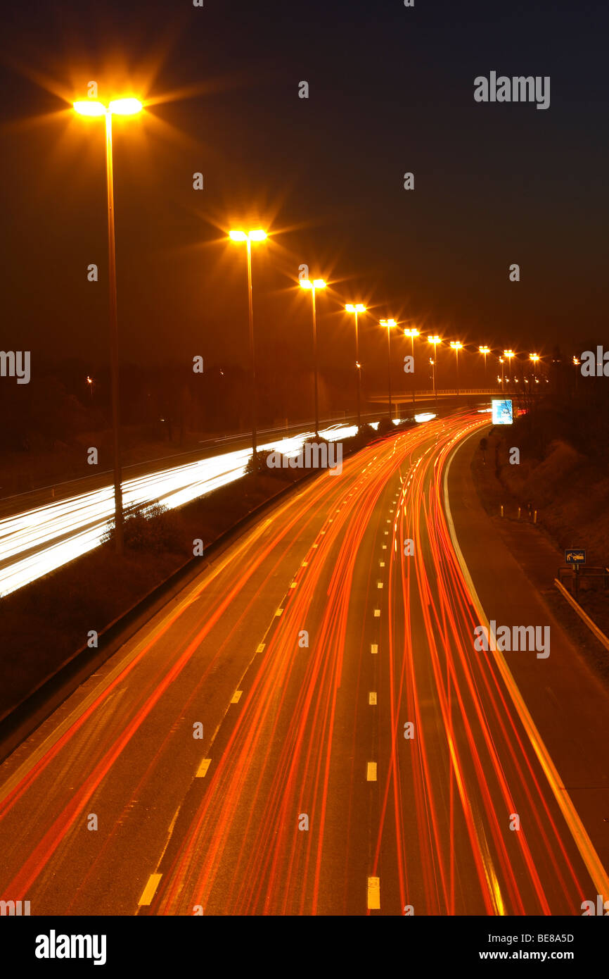 Car traffic lightened highway by night, Belgium Stock Photo - Alamy
