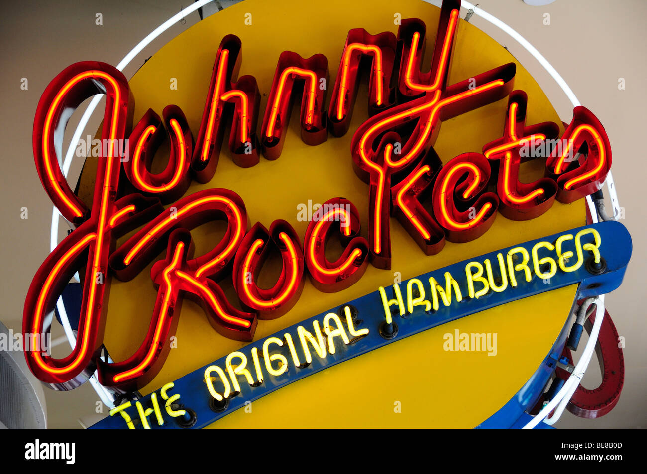 USA, California, Los Angeles, Johnny Rockets hamburger bar neon fast food  sign Stock Photo - Alamy