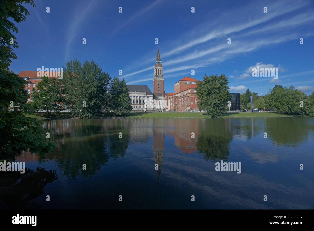 City hall, Kleiner Kiel, inland water, Kiel, Schleswig-Holstein, Germany, Europe Stock Photo