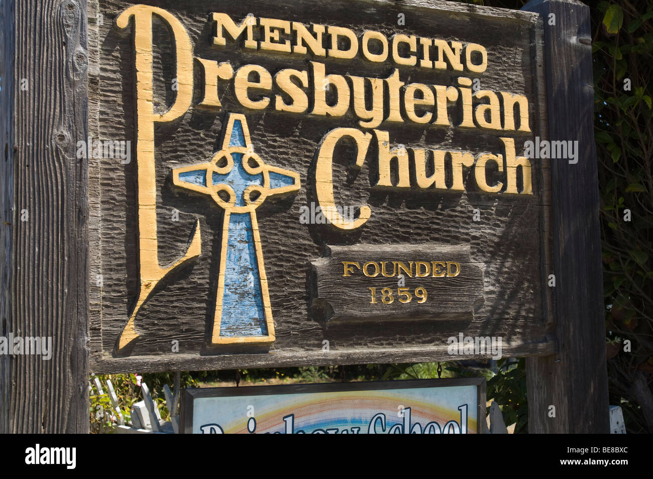 Historic Presbyterian Church in Mendocino California Stock Photo