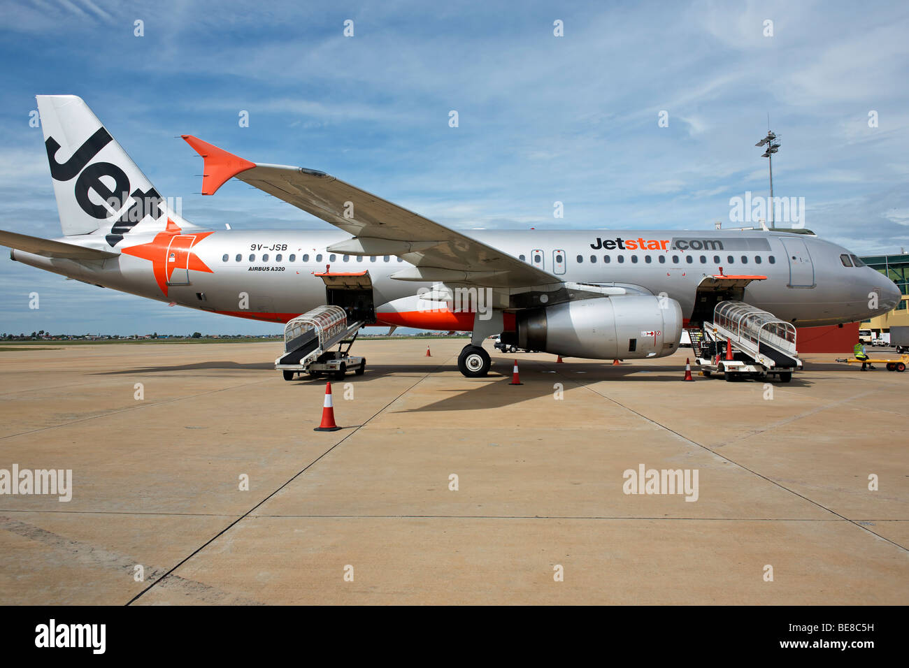 Airbus 320 Australian airline  airplane at Siem Reap Cambodia S. E. Asia Stock Photo