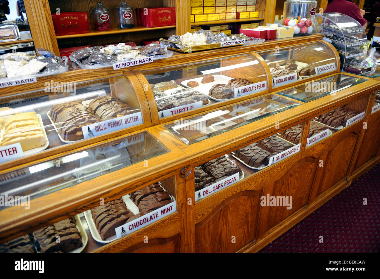 Fudge Shop in Mackinaw City Michigan Stock Photo