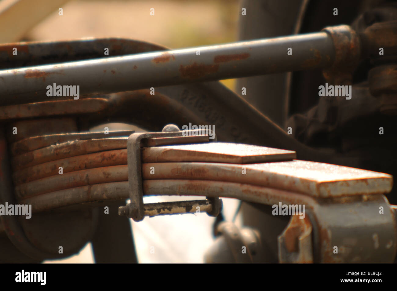 Rusty leaf spring suspension Stock Photo Alamy