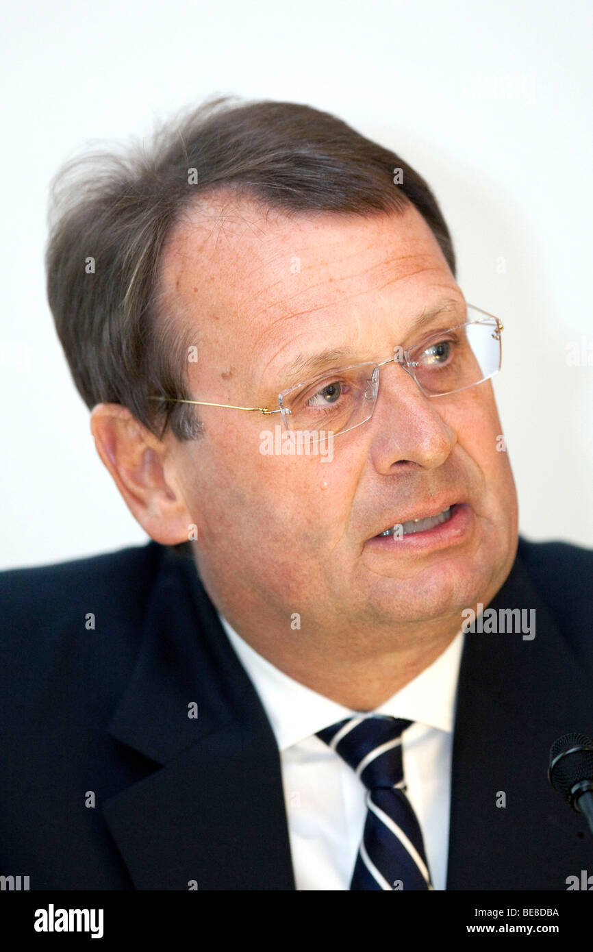 Wolfgang Pfoehler, CEO of Rhoen-Klinikum AG for the cooperation of hospitals and clinics, during the annual press conference on Stock Photo