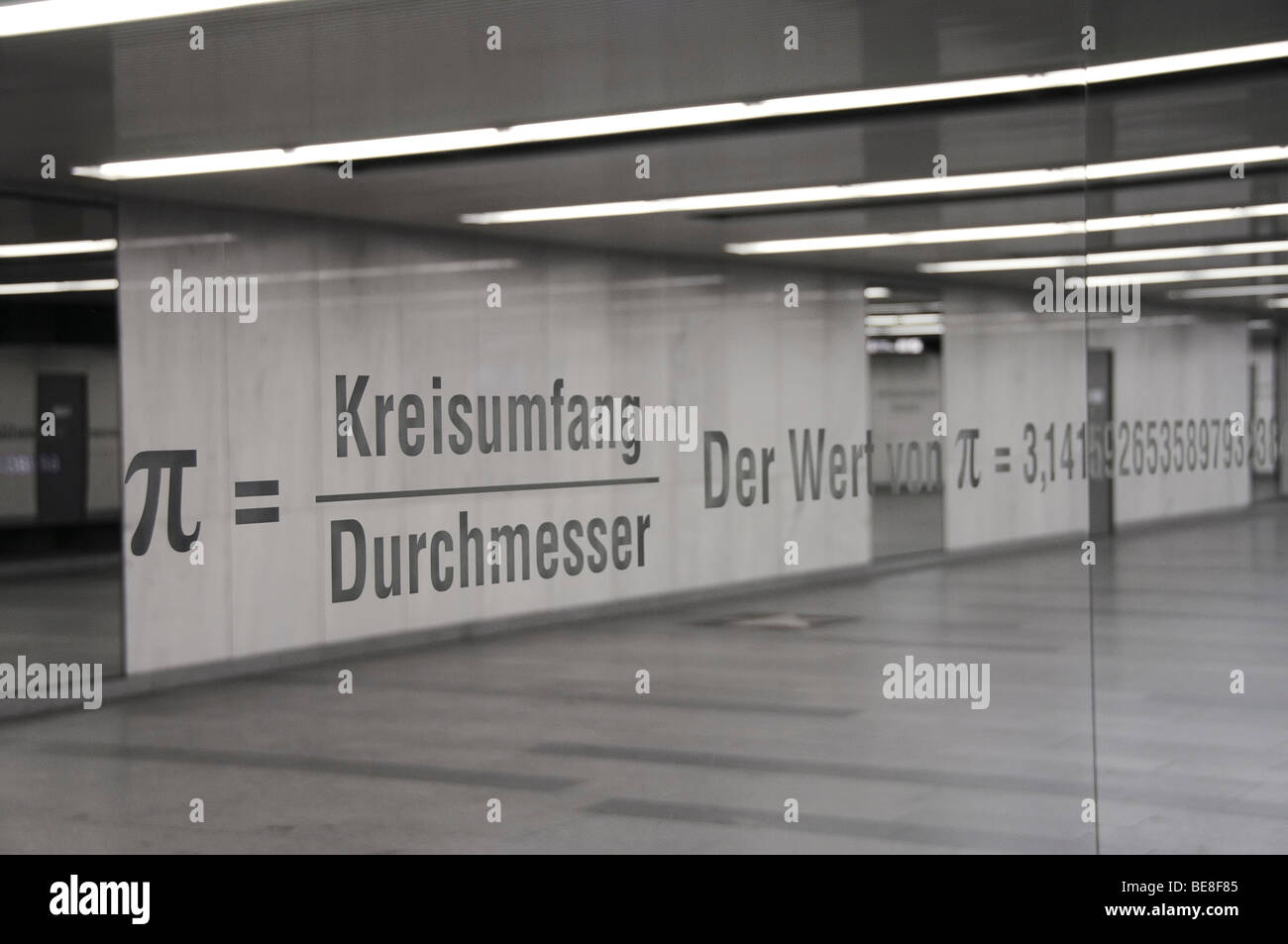 Representation of the number pi, art installation, Pi, by the artist Ken Lum at the Opera House passage in the subway in Vienna Stock Photo