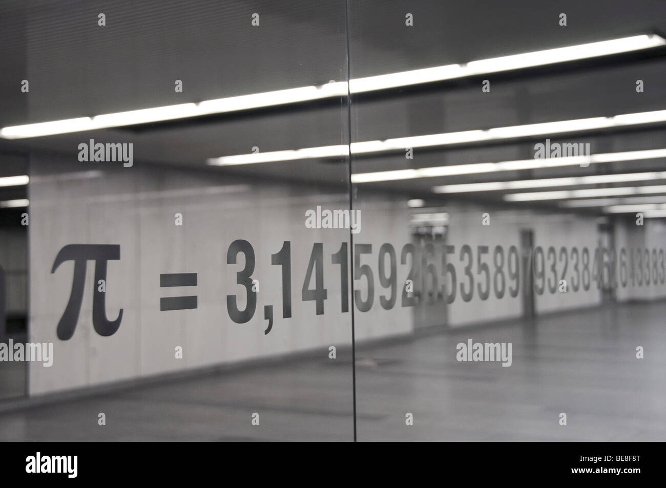 Representation of the number pi, art installation, Pi, by the artist Ken Lum at the Opera House passage in the subway in Vienna Stock Photo