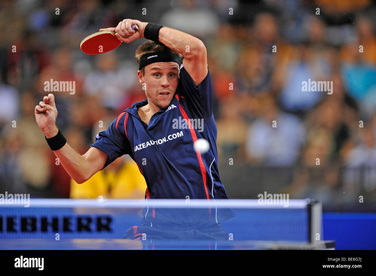 European champion Michael MAZE, Denmark, table tennis EM 2009, Porsche-Arena, Stuttgart, Baden-Wuerttemberg, Germany, Europe Stock Photo
