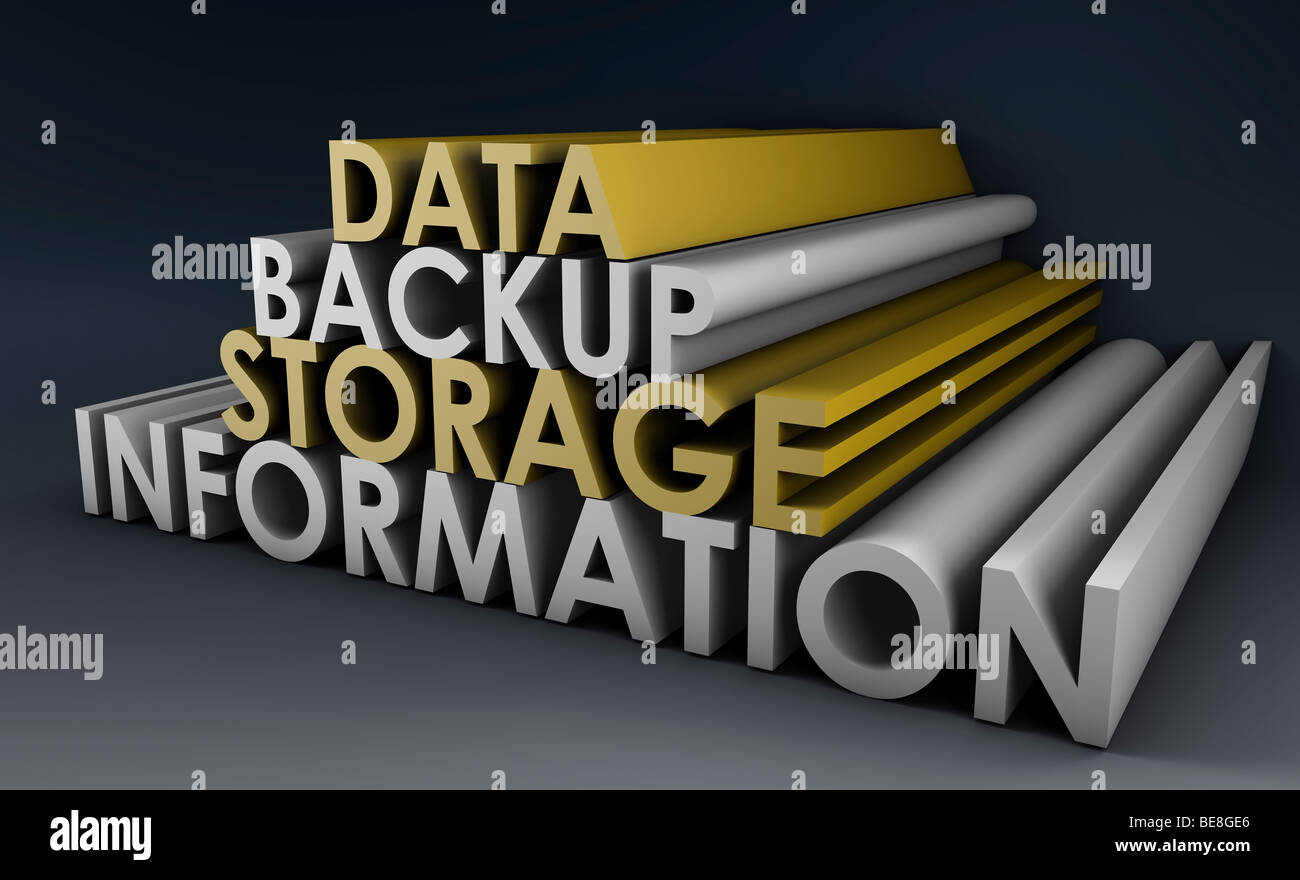 Data Backup Information in 3d Art Sign Stock Photo - Alamy