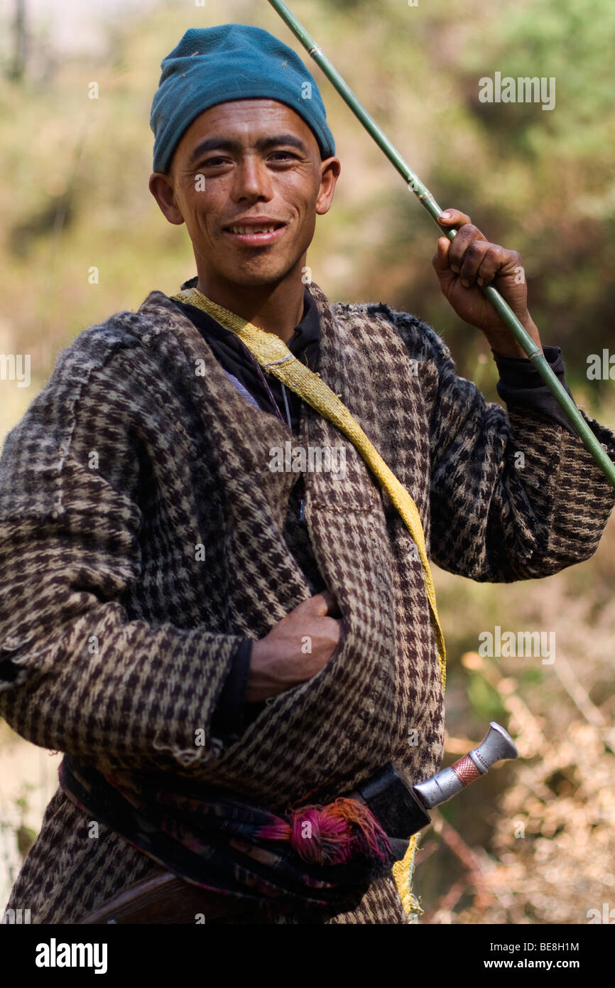 Tamang man in the Langtang region of Nepal Stock Photo
