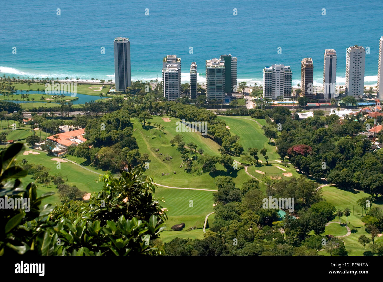 Aerial view of Sao Conrado beach, Rio de Janeiro, Brazil Stock Photo