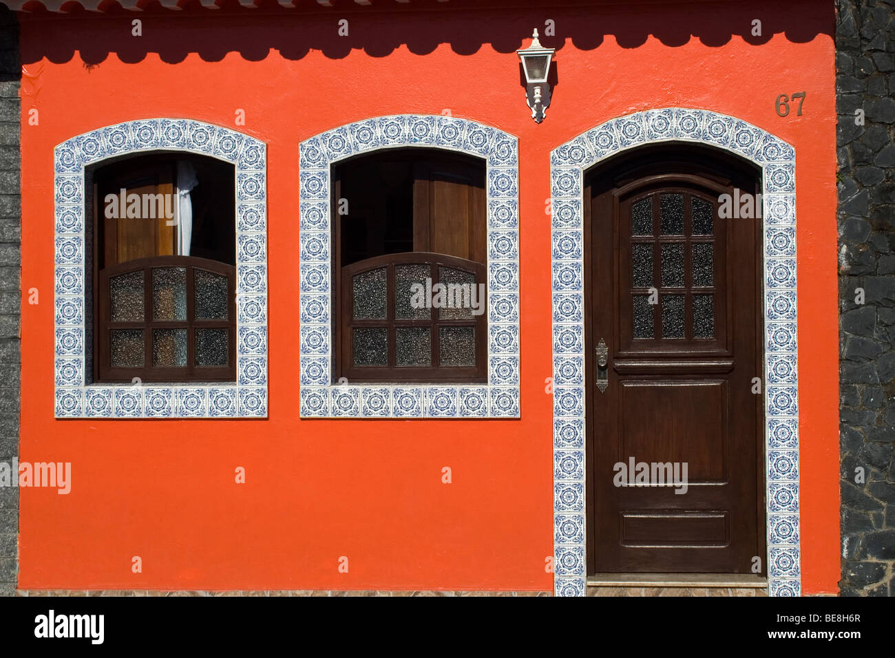 House with typical Portuguese tiles, Cananeia, Sao Paulo, Brazil Stock Photo