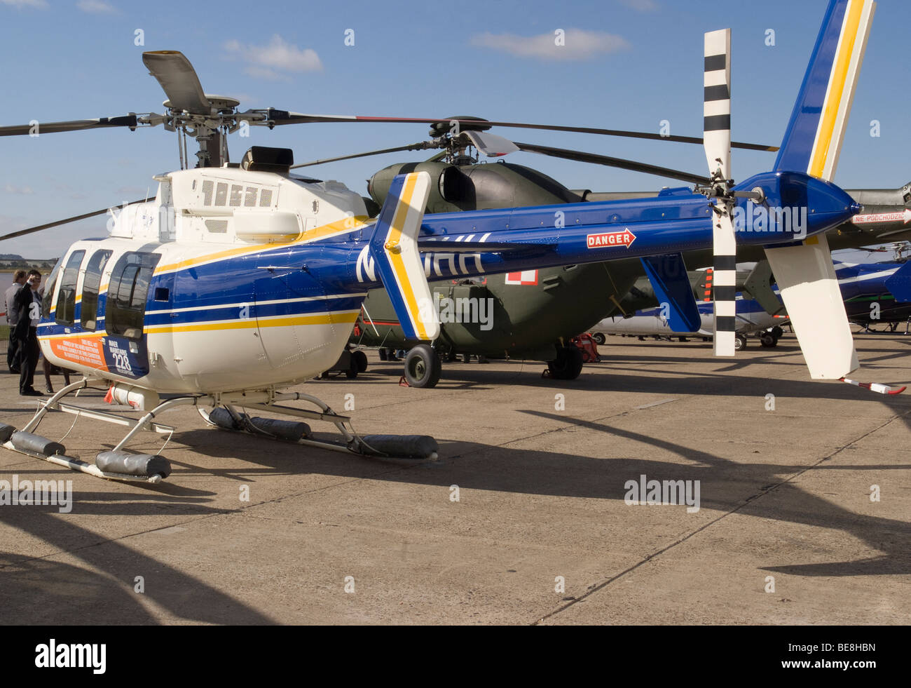 Bell helicopters 407 helicopter N120HH at Helitech Trade Show Duxford Aerodrome cambidgeshire England United Kingdom UK Stock Photo