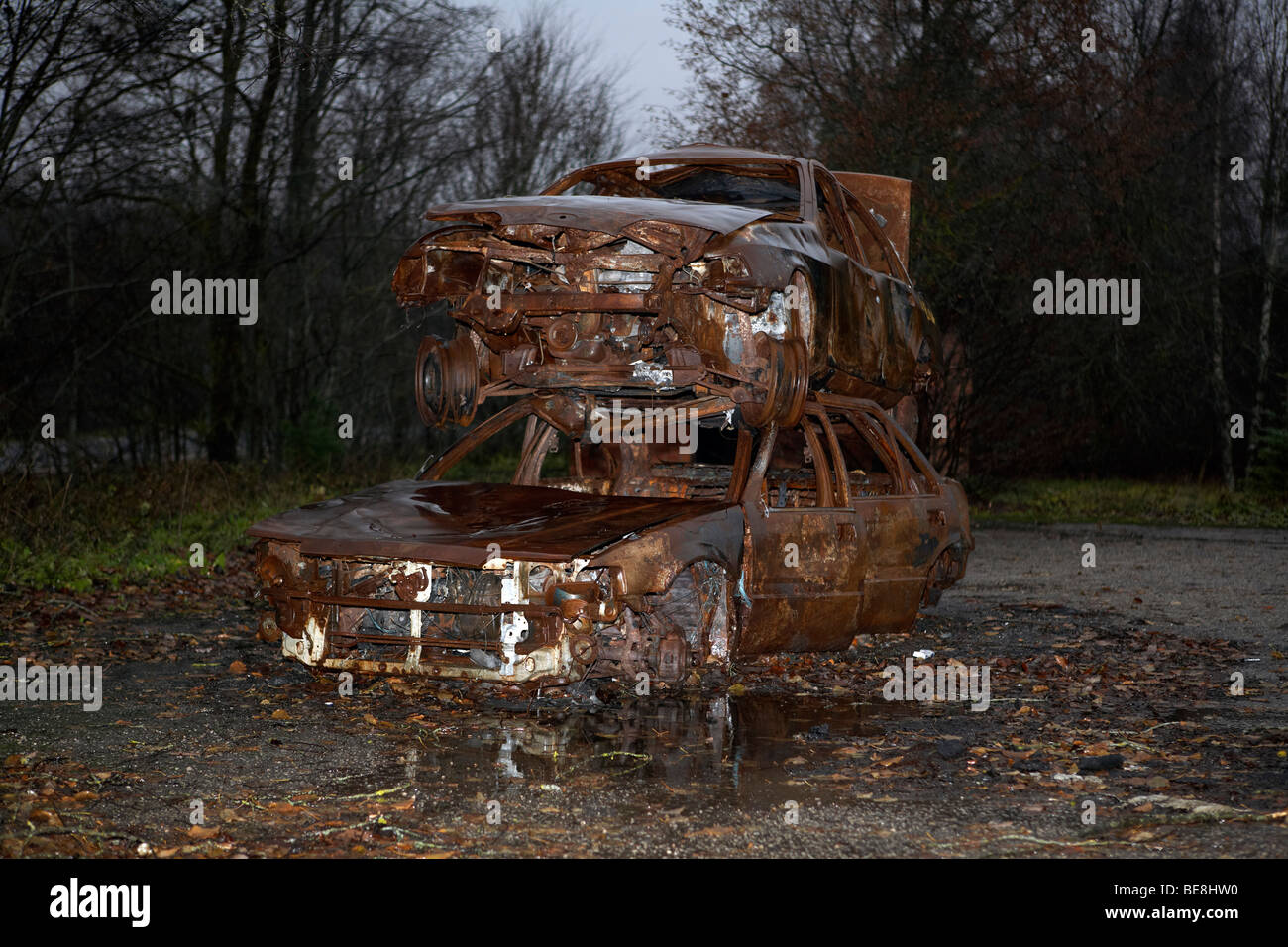 Car wrecks, cars, scrap Stock Photo