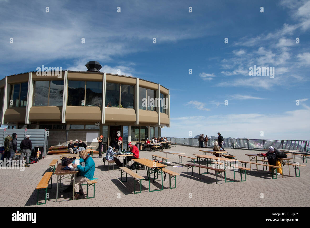 revolving restaurant allalin the top 3500m swiss alps above saas fee switzerland europe Stock Photo